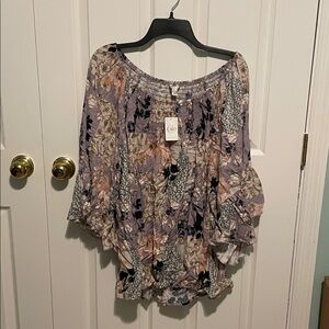 Cato Purple and Black Floral Blouse